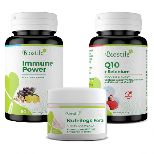 Biostile Koenzim Q10 + Immune Power + Poklon Nutrilegs Forte krema 50ml