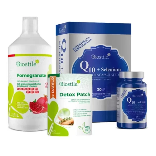 Q10+Selen, Pomegranate + Poklon Detox flasteri Biostile