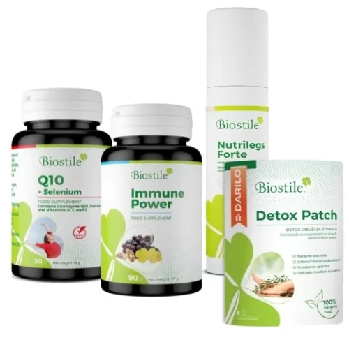 Immune Power + Q10 + Selen + Nutrilegs+Detox Patch Biostile